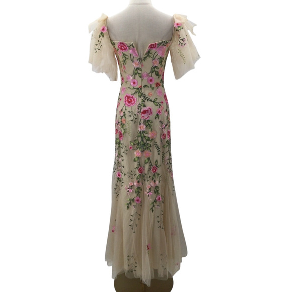 AW BRIDAL SZ 8 M cream Carmelita tulle embroidered floral maxi dress NWT B69 - Picture 5 of 8